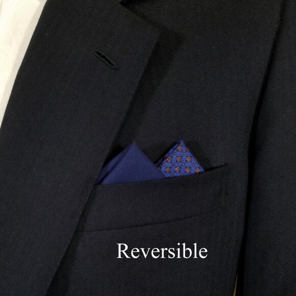 NEW - Contrasting Color 100% Cotton Pre-Folded Pocket Square Handkerchief Insert - Picture 5 of 10